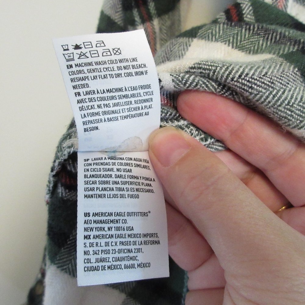 American Eagle Green flannel classic fit button down shirt Size XS - Picture 6 of 9